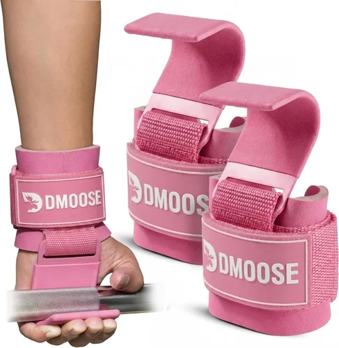 Miniatura 10 de DMoose Fitness Ganchos de levantamiento de pesas (par) para peso muerto, dominadas, remo y encogimientos de hombros – Correa de nailon Púrpura
