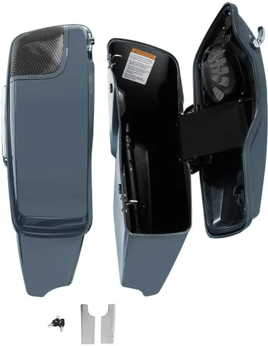 Miniatura 5 de TCT-MOTORPARTS Alforjas rígidas extendidas de 4 pulgadas, color gris, aptas para Harley CVO Touring modelos FLT, FLHT, FLHTCU, FLHRC, Road King