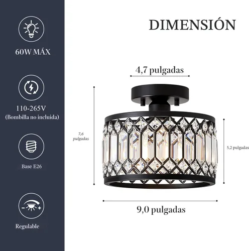 Miniatura 4 de Pevfah Lámpara de techo negra de cristal, moderna lámpara de techo semiempotrada, accesorios de iluminación de pasillo redondo para cocina, entrada