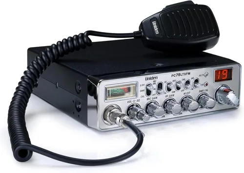 Uniden PC78LTXFM Radio CB Profesional de 40 canales con modo dual AM/FM, medidor SWR integrado, función PA/CB, corte alto, control de ganancia