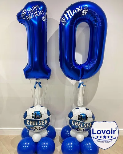 Miniatura 6 de Lovoir Globo azul marino de 40 pulgadas con número 10 dígitos gigantes, helio azul oscuro para decoración de celebración de cumpleaños de 10 años