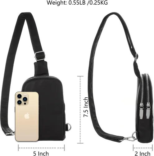 Miniatura 6 de INICAT Bolsos cruzados pequeños de nailon para mujer, bolsa de 1 litro para hombre, bolsa de hombro, riñonera, artículos esenciales de viaje