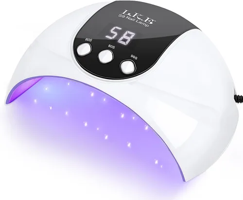 LKE Lámpara de uñas LED UV de 54 W para esmalte de gel con 3 temporizadores, sensor automático, ligero portátil, 18 cuentas avanzadas para bricolaje