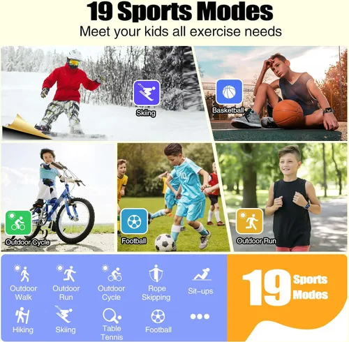 Miniatura 3 de meoonley Reloj para niñas y niños con impermeabilidad IP68, reloj para niñas con 19 modos deportivos, seguimiento del sueño, podómetro, cronómetro