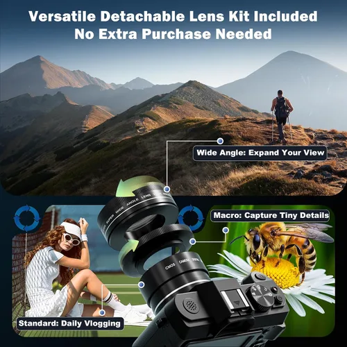 Miniatura 3 de Cámaras digitales para fotografía con control WiFi y aplicación, cámara de vlogging Ture 4K y 48MP para YouTube, compacta