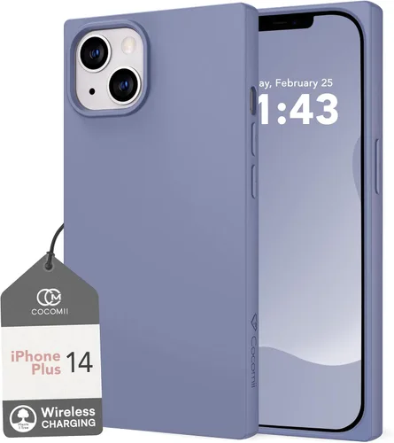 COCOMII Funda rectangular para iPhone 14 Plus/15 Plus, compatible con MagSafe, silicona de acero mate Gris (Slate Gray)