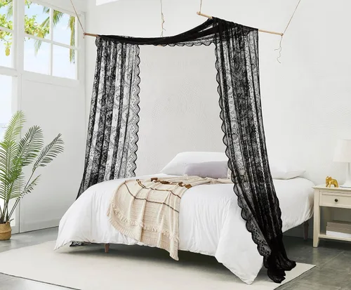 Miniatura 3 de WARM HOME DESIGNS Tela de encaje negro festoneado de 54 pulgadas de ancho por 4 yardas de largo. Tela para vestido de encaje, mantel, camino