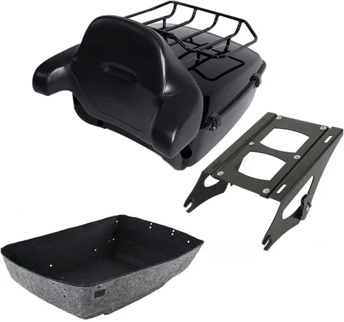 Miniatura 37 de TCMT King - Caja para maletero de motocicleta, almohadilla para respaldo, portaequipajes, altavoces, luces laterales, luz trasera para Harley