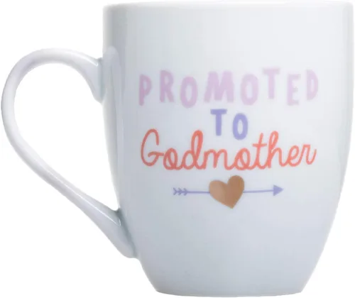 Pearhead Taza de promoción a la madrina, recuerdos para madrinas, recuerdos de bendición para bebés, regalo de propuesta de madrina, color blanco