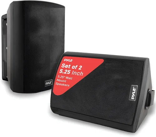 Pyle - Sistema de altavoces de montaje en pared resistente al agua - Par de altavoces activos + pasivos de 13,33 cm, inalámbricos, compatibles con