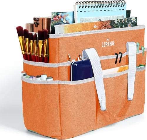 Miniatura 9 de JJRING Bolsa Organizadora de Transporte para Manualidades, Organizador de Almacenamiento de Arte con Múltiples Bolsillos, Bolsa de Costura Morado