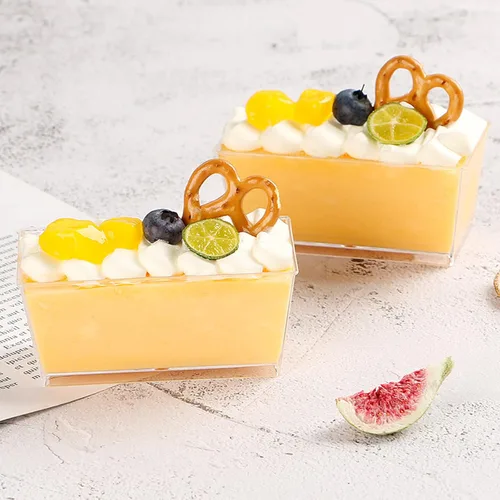 Miniatura 3 de Tosnail Paquete de 100 vasos rectangulares de 5 onzas para aperitivo de postre con 100 cucharas de plástico