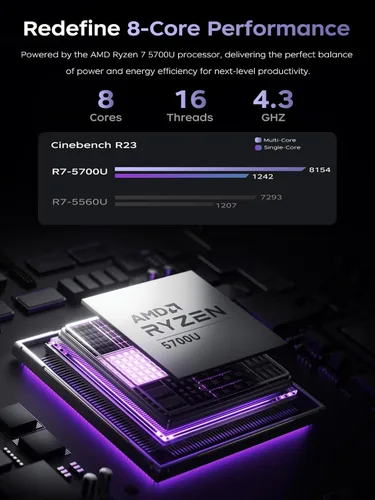 Miniatura 3 de KAIGERR Portátil para juegos, computadora portátil de 15.6 pulgadas con AMD Ryzen 7 5700U (8C/16T, hasta 4.3GHz), 16 GB de RAM 512 GB NVMe SSD