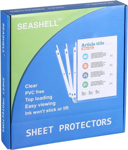 Miniatura 9 de Seashell Paquete de 100 protectores de hojas transparentes de 8.5 x 11 pulgadas, protectores de página para carpeta de 3 anillas, fundas de plástico