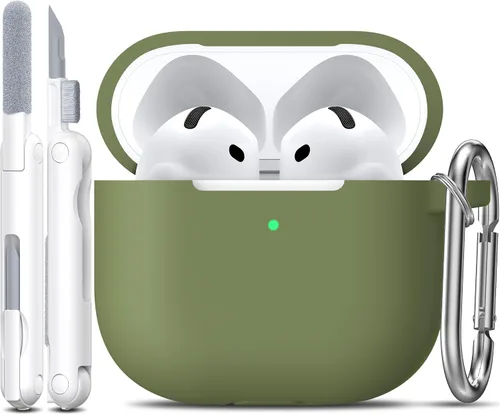 Miniatura 34 de R-fun Funda para AirPods 4 con kit de limpieza, funda protectora completa de silicona suave, compatible con AirPods 4 Gen, verde bosque C Bosque