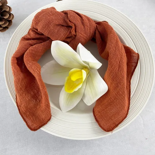 Miniatura 4 de Servilletas de tela de gasa de estopilla, paquete de 6 servilletas de 16 x 16 pulgadas, 100% algodón suave natural, para bodas, fiestas, familia