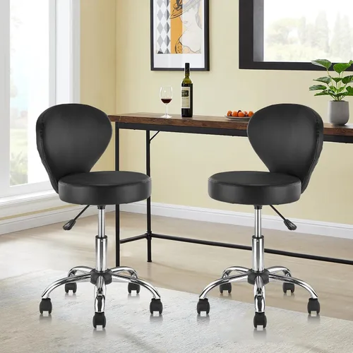 Miniatura 8 de KLASIKA Silla giratoria de cuero con soporte para la espalda, asiento hidráulico ajustable, altura de 22 pulgadas, para oficina, masaje, facial