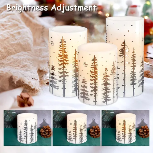Miniatura 6 de Velas LED sin llama de copo de nieve con control remoto y temporizador, velas de vidrio electrochapado operadas por batería, velas LED parpadeantes