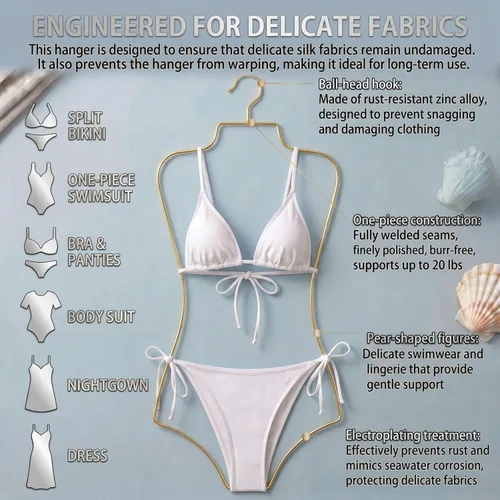 Miniatura 5 de Perchas de alambre para traje de baño, perchas de metal con forma de cuerpo (de mayor tamaño), perchas de metal para lencería de bikini, trajes