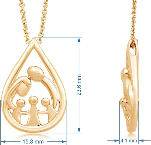Miniatura 14 de Jewelili - Collar con colgante de plata de ley o oro rosa o amarillo sobre plata, cadena de eslabones de 18 pulgadas