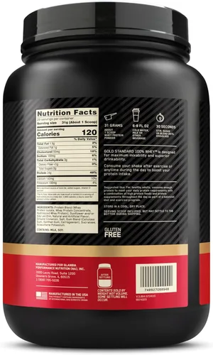 Miniatura 9 de Optimum Nutrition Gold Standard - Proteína en polvo de 100% suero de leche, sabor rollo de canela, 2 libras (paquete de 1) (el embalaje puede variar)