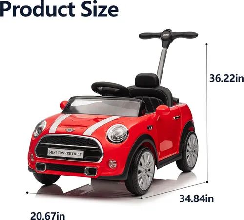 Miniatura 6 de Voupou Auto de empuje para niños, Auto de paseo, Juguete de auto de empuje para niños pequeños MINI Cooper con licencia con varilla de empuje