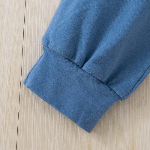 Miniatura 11 de Pudcoco Conjunto de camiseta de manga corta con letras y pantalones largos sólidos para el verano
