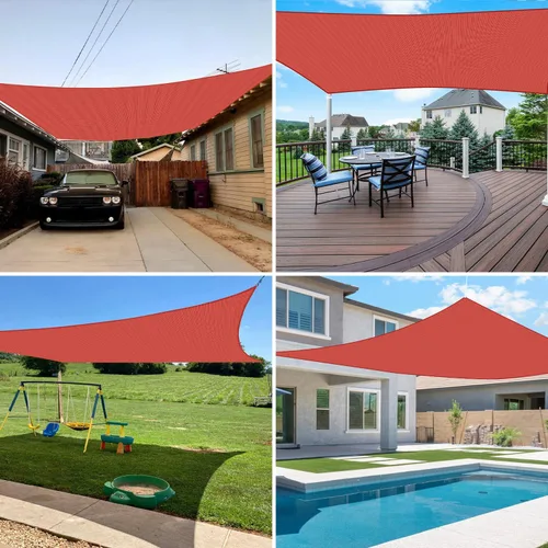 Miniatura 2 de E&K Sunrise - Toldo para exteriores, tipo vela, sombra, protección para rayos UV, Rojo