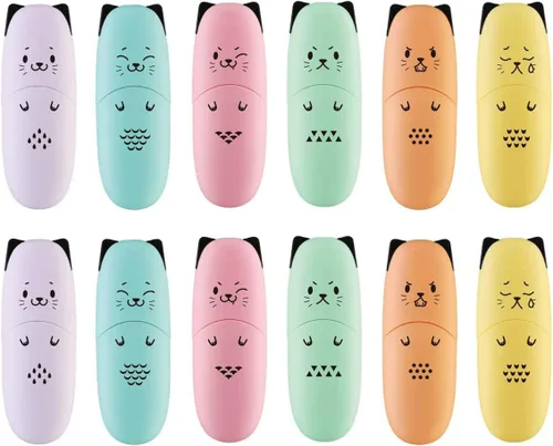 enlegend 2 paquetes de lindos marcadores resaltadores de diseño de animales mini con punta biselada, colores surtidos, regalo, resaltador de color