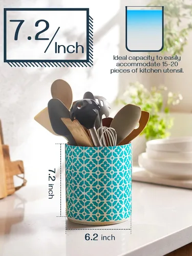 Miniatura 6 de DOWAN Colorido soporte grande para utensilios, 7.2 x 6.2 pulgadas, soporte de cerámica para utensilios de cocina para encimera, vajilla