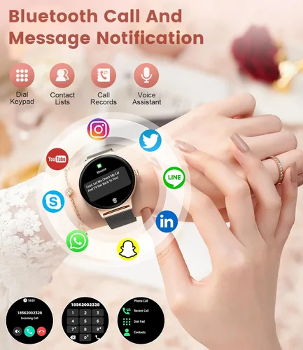 Miniatura 2 de LIGE Relojes inteligentes para mujer con respuesta/hacer llamadas, reloj inteligente HD AMOLED de 1,43 pulgadas con más de 120 rastreadores