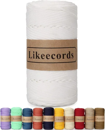 Miniatura 14 de Likeecords Cordón de macramé trenzado de poliéster de 0.157 in, 140 yardas/426 pies, hilo elástico para bolsa de ganchillo para manualidades, Verde