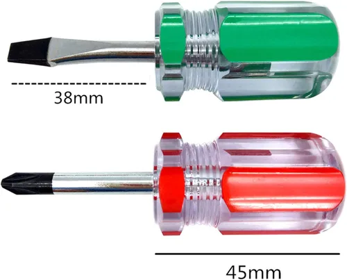Miniatura 2 de Destornillador rechoncho: destornillador corto compacto para espacios reducidos, construcción duradera de acero cromado, fácil de usar, herramienta