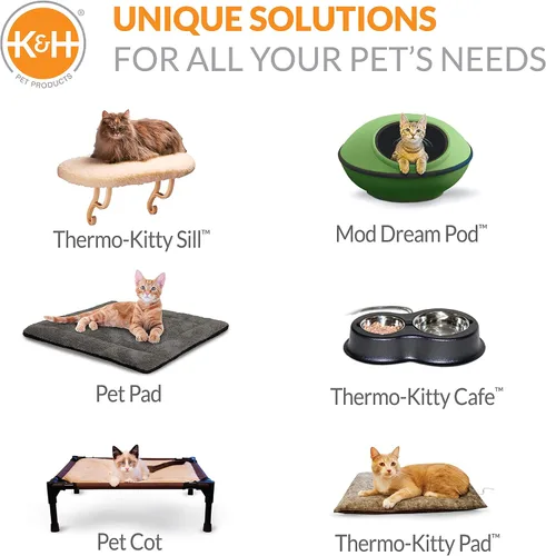 Miniatura 9 de K&H Pet Products Cuencos exteriores con calefacción para comida y agua de gatos, estación de alimentación Thermo-Kitty Café para gatos callejeros