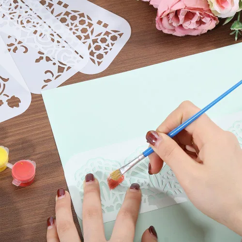 Miniatura 3 de ORIGACH 12 Piezas Plantilla de Borde de Flores, Plantilla de PET con Borde de Mandala Ornamentada para Pintura de Pared, Plantillas de Pintura
