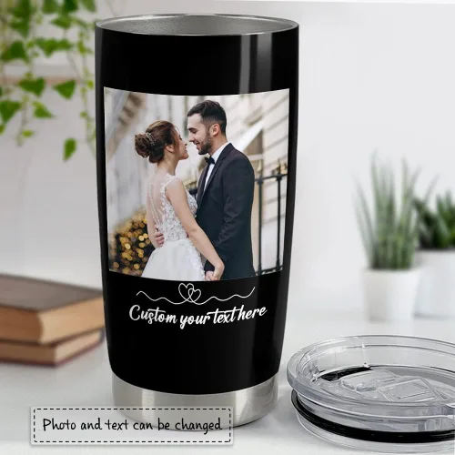Miniatura 3 de SANDJEST - Vaso personalizado con foto para pareja con mensaje, vasos de 20 y 30 onzas, de acero inoxidable, aislado, para viajes, regalo de Foto 1