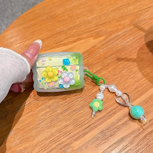 Miniatura 8 de Funda para Airpod Pro 2/1, linda flor 3D con llavero funda protectora de TPU transparente compatible con AirPods Pro de 2ª y 1ª generación, funda