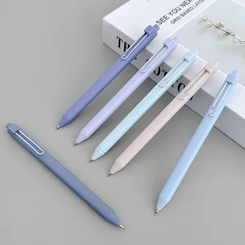Miniatura 4 de allydrew Bolígrafos retráctiles de gel de tinta negra, punta fina de 0.020 in, suministros de papelería para el hogar y la oficina (juego de 6), Azul