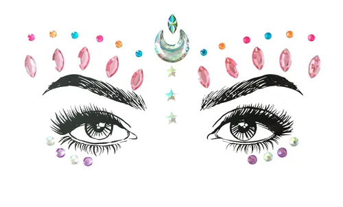 Miniatura 3 de 8 piezas de gemas de cara de sirena con purpurina, diamantes de imitación para festivales de rave, calcomanías faciales de cristales para ojos, 8