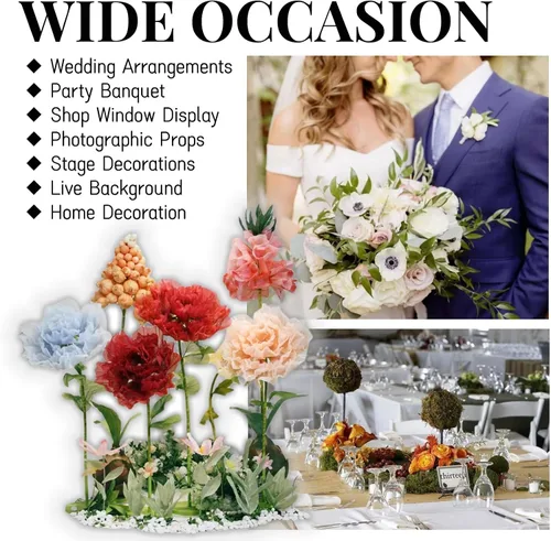 Miniatura 5 de Decoración de Flores Gigantes con Luz, 6.56 Pies Organza Floral Eléctrica Grande de Apertura Automática con Luz Parpadeante para Boda Cumpleaños