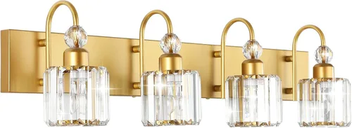 Miniatura 40 de Ralbay - Luces LED modernas de tocador para baño de 5 luces, luces de tocador de cristal sobre espejo, lámparas modernas de tocador para baño