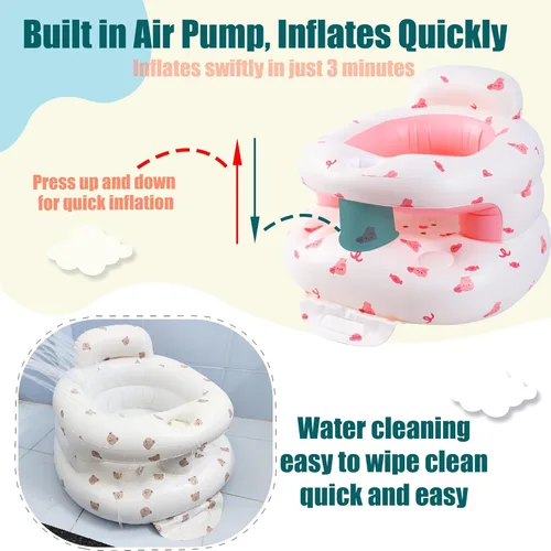 Miniatura 7 de Asiento inflable mejorado para bebés de 3 a 36 meses, silla inflable para bebés Sit Me Up, asiento para bebés con respaldo para sentarse con bomba