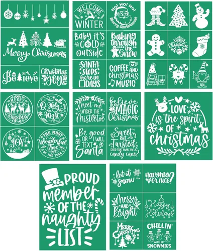 Miniatura 11 de JAJADO JAAJDO - Plantillas de pantalla de seda para árbol de Navidad, adornos de campanas de Navidad, plantillas de serigrafía para decoraciones