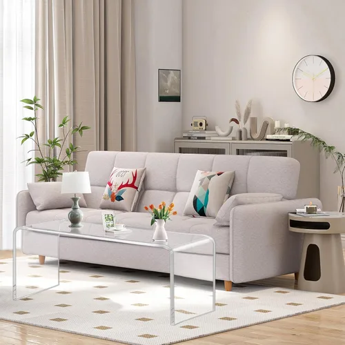 Miniatura 11 de Premium Mesa de Café de Acrílico de 32", Mesa de Café de Lucite Transparente para Sala de Estar, Mesa Central de Plexiglás Rectangular con Cascada