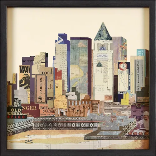 Miniatura 15 de Empire Art Direct Alex Zeng - Papel gráfico enmarcado con collage dimensional de bulldog francés bajo vidrio, listo para colgar, 17 x 17 pulgadas