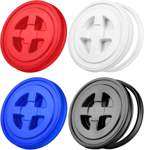 Miniatura 13 de Aodaer 4 tapas de sellado de 5 galones, tapa giratoria de plástico reutilizable para contenedor de almacenamiento de alimentos, comederos de pollo