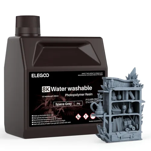 Miniatura 25 de ELEGOO - Resina de impresora 3D lavable al agua LCD de curado UV 405nm, resina de fotopolímero estándar para impresión LCD 3D para Marte Saturno