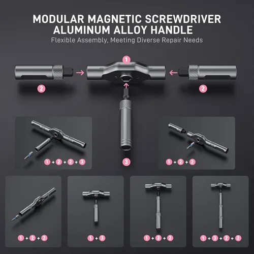 Miniatura 3 de Kit de herramientas de destornillador magnético profesional 42 en 1, puntas de precisión multifuncionales para PC, cámara, teléfono inteligente, Rosa