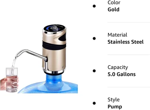 Miniatura 9 de Bomba de agua para jarra de 5 galones, dispensador eléctrico de agua de 5 galones, bomba de botella de agua de carga USB, dispensador universal