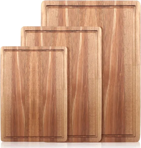 Miniatura 9 de Tablas de cortar decorativas de madera de acacia para cocina, carne, grandes tablas de charcutería, mejor tabla de cortar de madera dura maciza